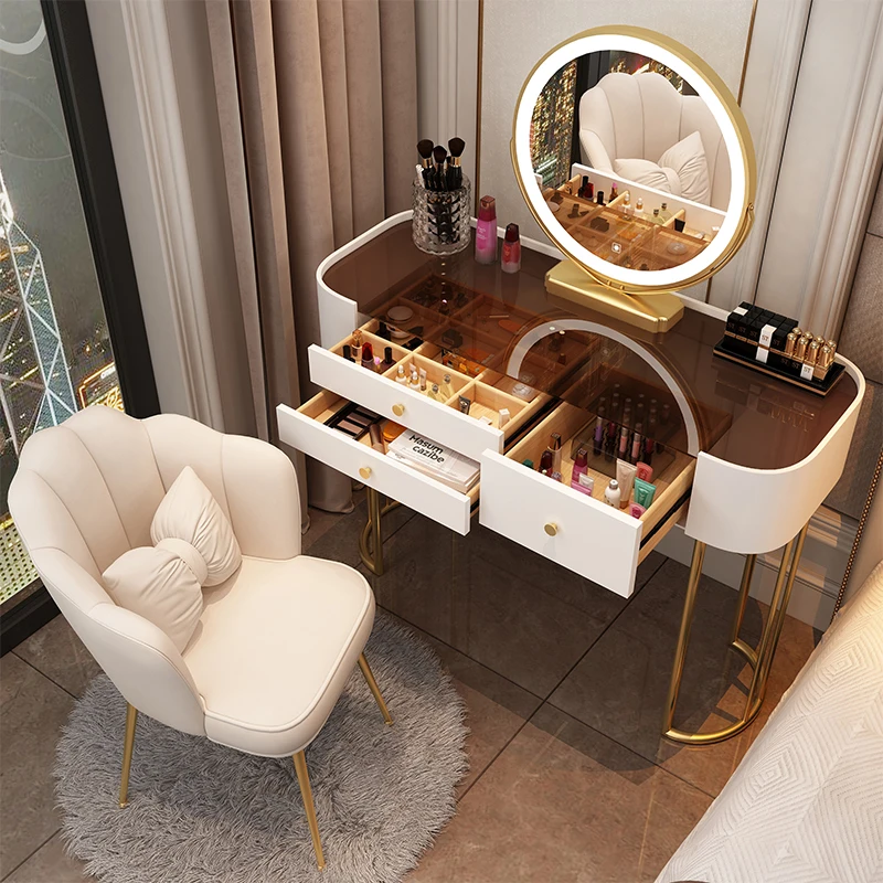 

Advanced dressing table, light luxury bedroom, modern and minimalist new small unit storage cabinet, integrated Nordic rock plat