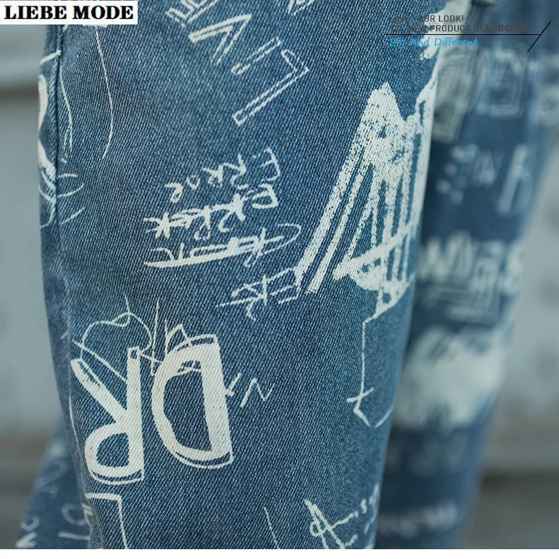 Мужские свободные джинсы в стиле хип-хоп с надписью