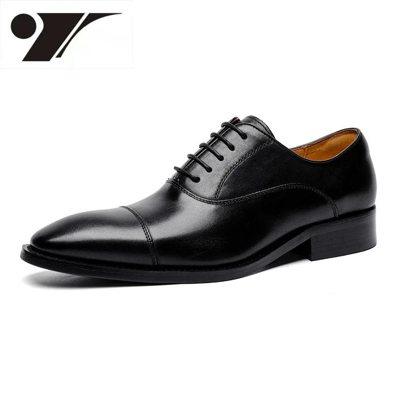 New Fashion Leather Shoes Business Formal Wear Gentleman Men's Shoe Hand-Rub Color Cowhide Wedding Banquet Matching