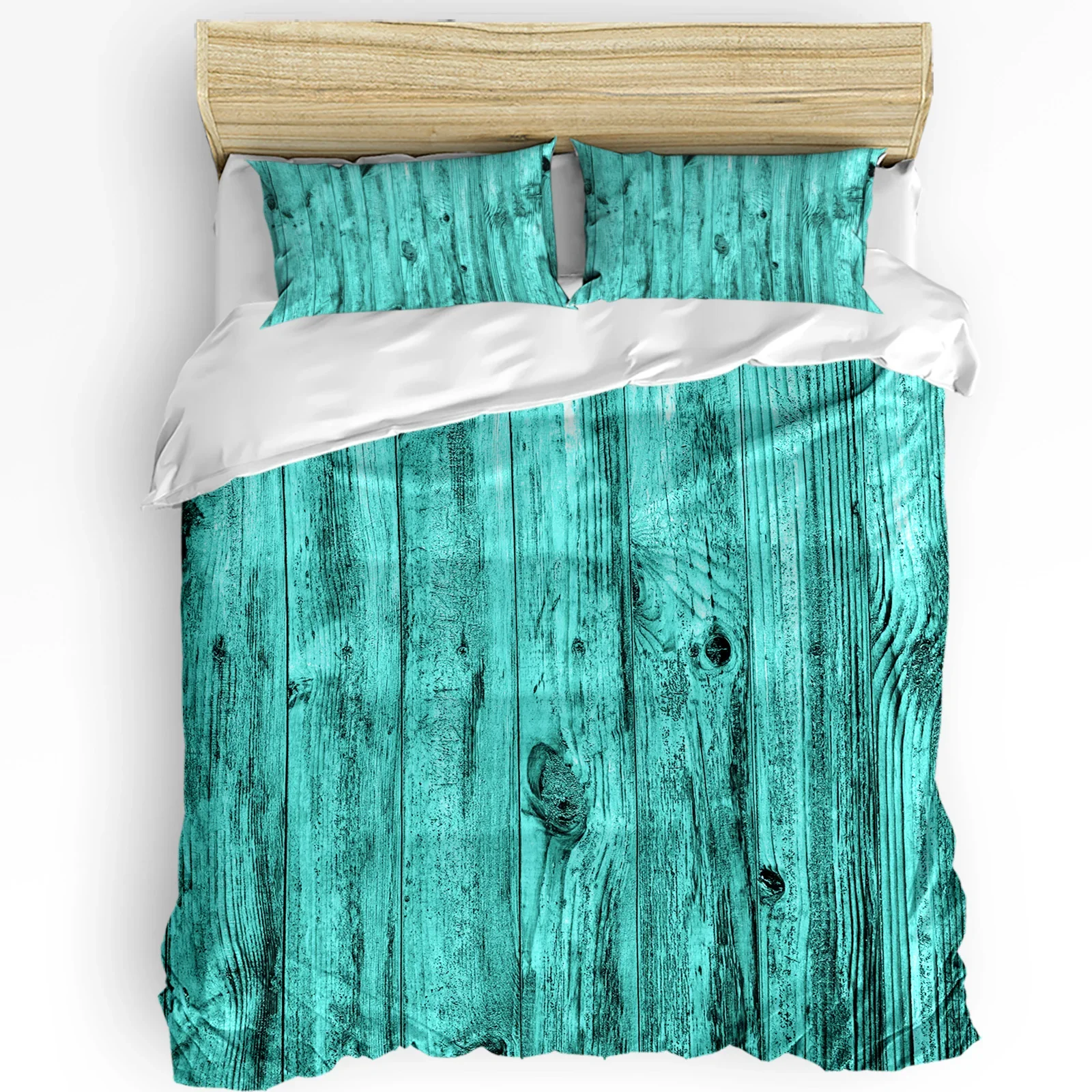 

Wood Grain Turquoise Duvet Cover Bed Bedding Set For Double Home Textile Quilt Cover Pillowcases Bedroom Bedding Set (No Sheet)