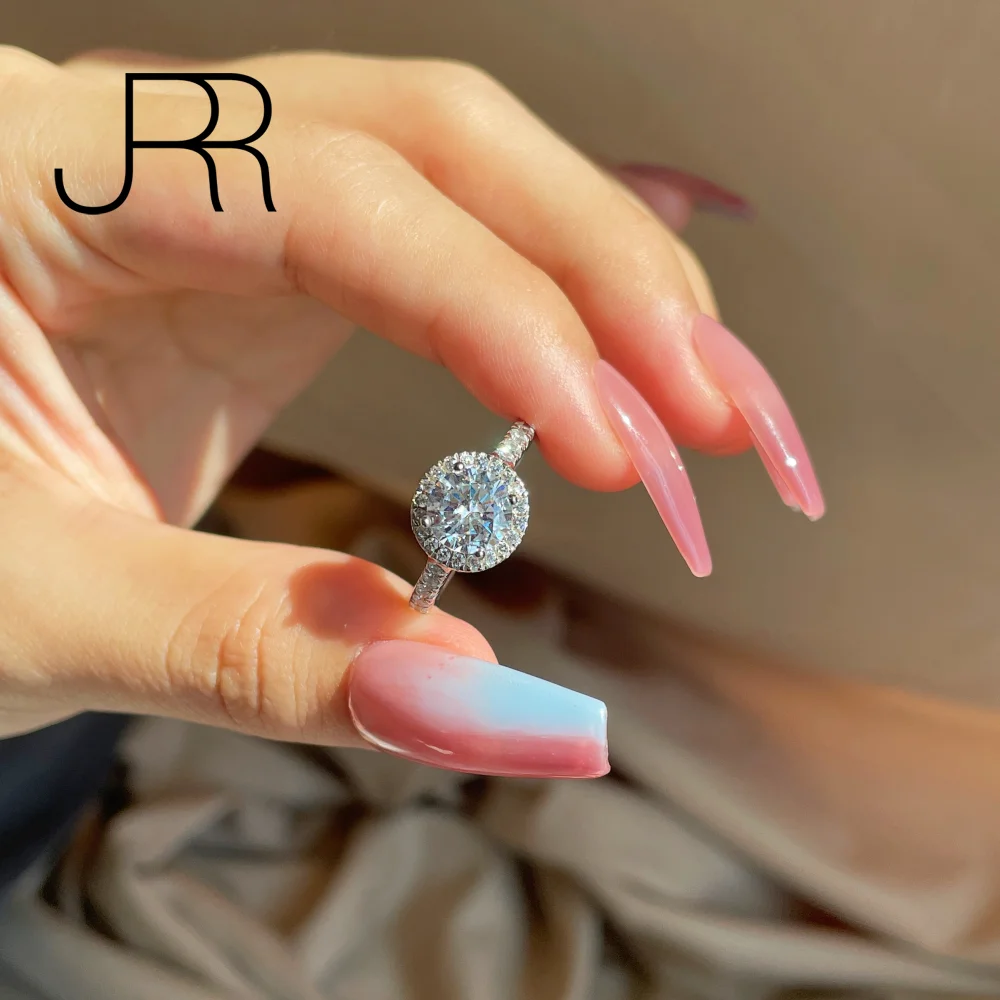 JRR круглое кольцо из стерлингового серебра 1 5 карата с высокоуглеродистым