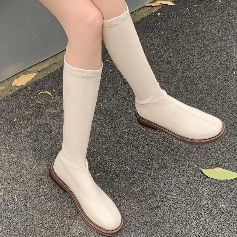 

Dilalula Low Heels Classic Women Knee High Boots Autumn Winter Concise Fashion Office Ladies Casual Party Shoes Woman Long Boots