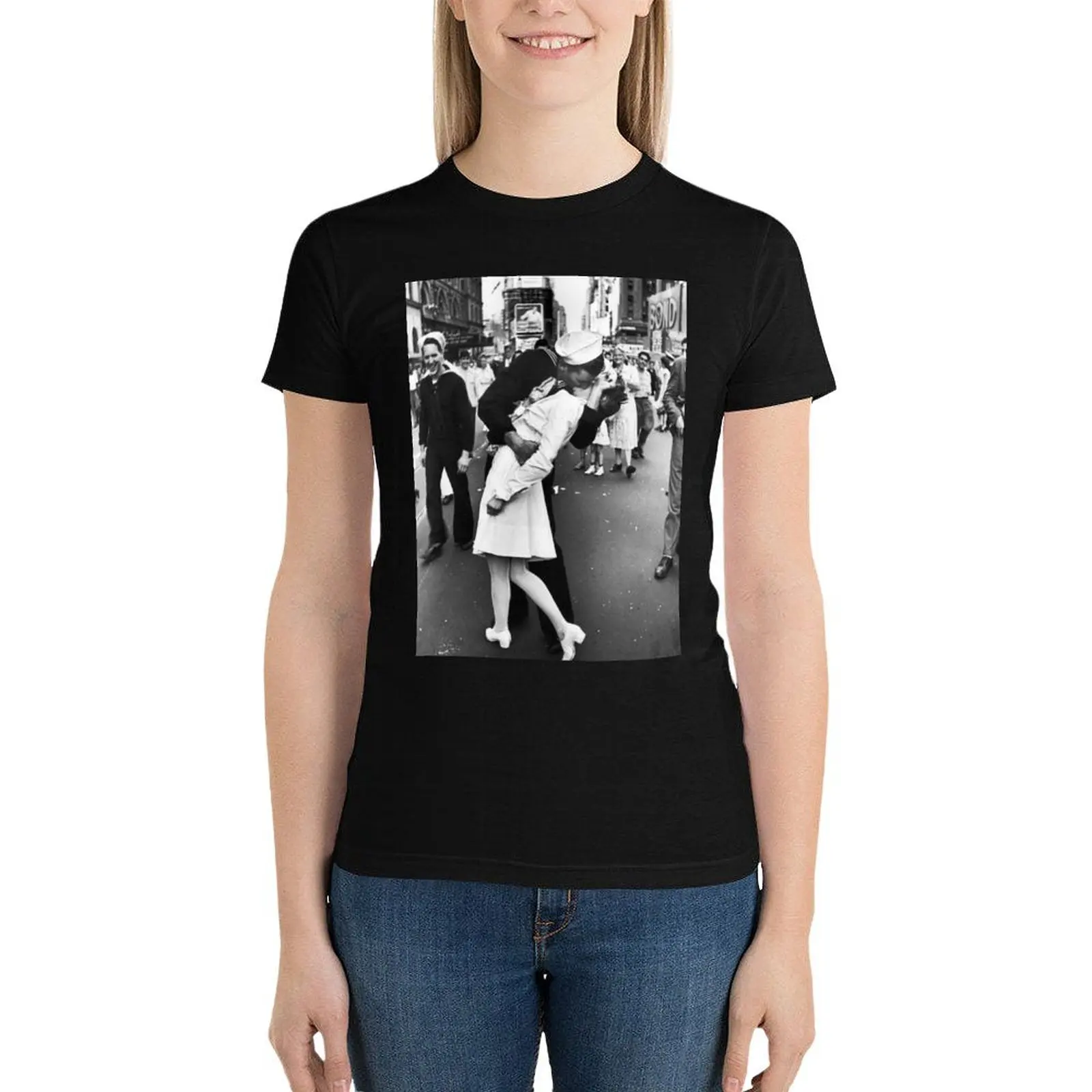 Times Square V/J-Day футболка поцелуй kawaii clothes размера плюс tops graphics funny rock and roll футболки для