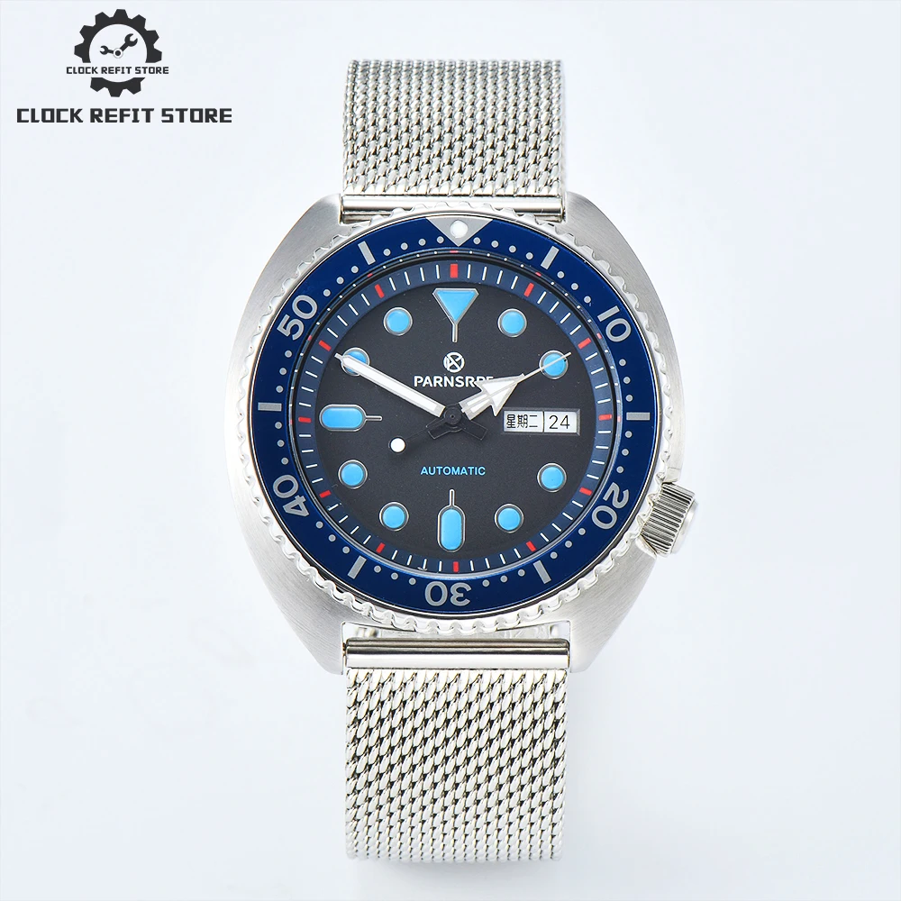 

Parnsrpe - Luxury classic blue 45mm large abalone men's watch NH36A waterproof sapphire crystal