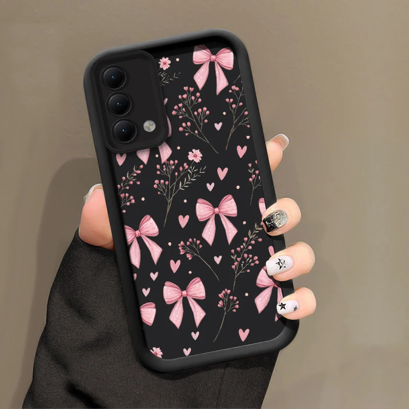 Фото Матовый силиконовый чехол с цветочным принтом и бантом для Infinix Tecno Pova 9 7 Ultra 6 Neo Camon 50 Spark 9 40C 30 Pro 6 Go 1 2025 №4