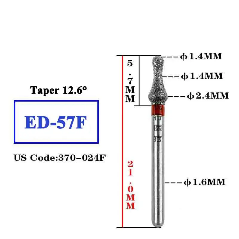 Фото ED-57F ED-57EF Стоматологический алмазный бор ISO 507/023 Удаление наполнителя Материал для подготовки к контуру зубов, 10 боров в партии №4