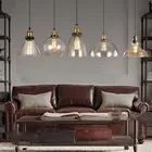 Винтажный подвесной светильник s, американский подвесной светильник из янтарного стекла, E27, лампочка для столовой, кухни, лампа для детской комнаты