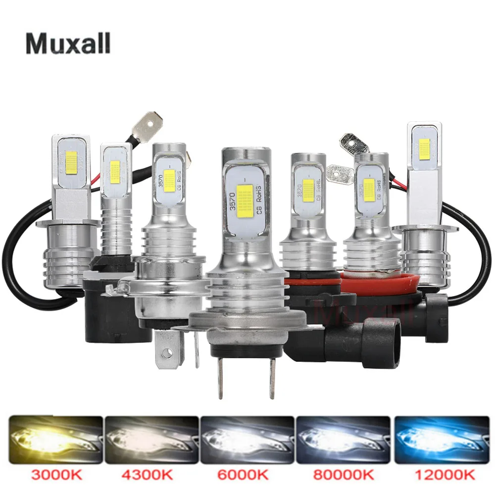 

Muxall H1 H3 H7 H11 H4 CSP Car LED Mini Headlight Headlamp Bulbs Conversion Kit 80W 20000LM 6000K Super Bright Car Fog Light