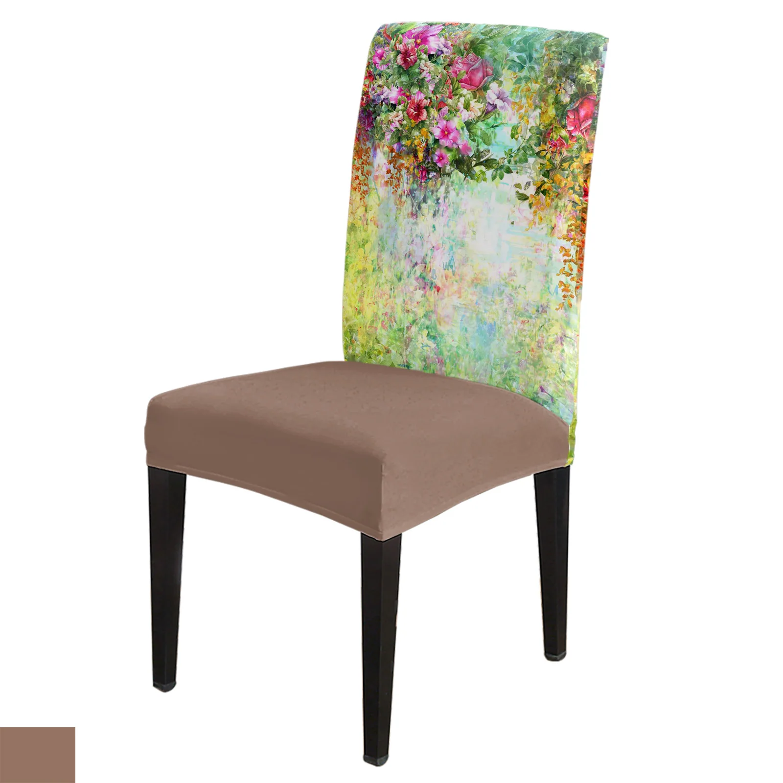 

Flower Watercolor Vineman Rose Morning Glory Chair Cover Set Kitchen Dining Stretch Spandex Seat Slipcover for Wedding Party