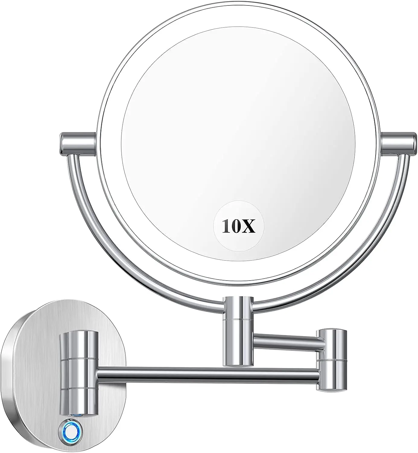 

Mount Makeup Mirror with 10x Magnification,8.5'' Double Sided 360° Swivel Vanity Mirror with 13.7" Extension and Ad