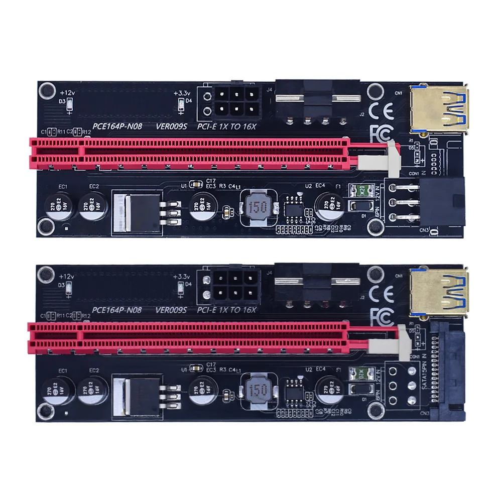 WAVGAT VER009S PCI-E Riser Card 009S PCI Express PCIE 1X to 16X Extender 1M 0.6M USB 3.0 Кабель SATA 6Pin Power for Video