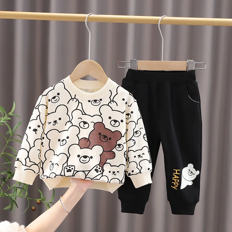 New Spring Autumn Baby Girls Clothes Suit Children Boys Cartoon T-Shirt Pants 2Pcs/Sets Toddler Casual Costume Kids Tracksuits