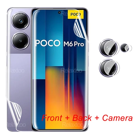 Poxo Little M6Pro стекло для камеры 3To1 Передняя Задняя Гидрогелевая пленка для Xiaomi Poco M6 Pro PocoM6Pro Pocco M 6 Pro 4G защита для экрана