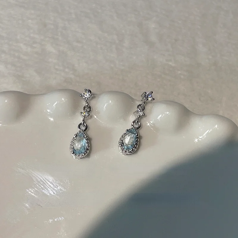 

Sweet Dream Blue Zircon Crystal Earrings For Women Tassel Water Drop Earring Women Jewelry Anniversary Gift Jewelry Accessories