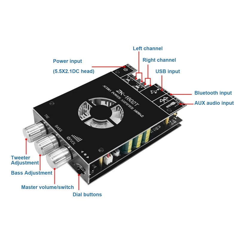 ZK-1602T Bluetooth цифровой модуль усилителя мощности 2X160W TDA7498E 2 0 каналов аудио Плата