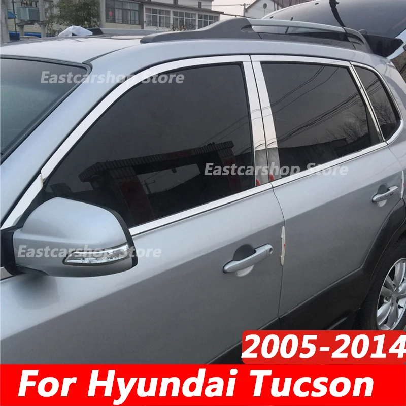 Фото Для Hyundai Tucson 2014 2013 Автомобильная наклейка из нержавеющей стали средняя центральная колонка оконная отделка B C столб Хромовая наклейка 2005-2012 ... №1