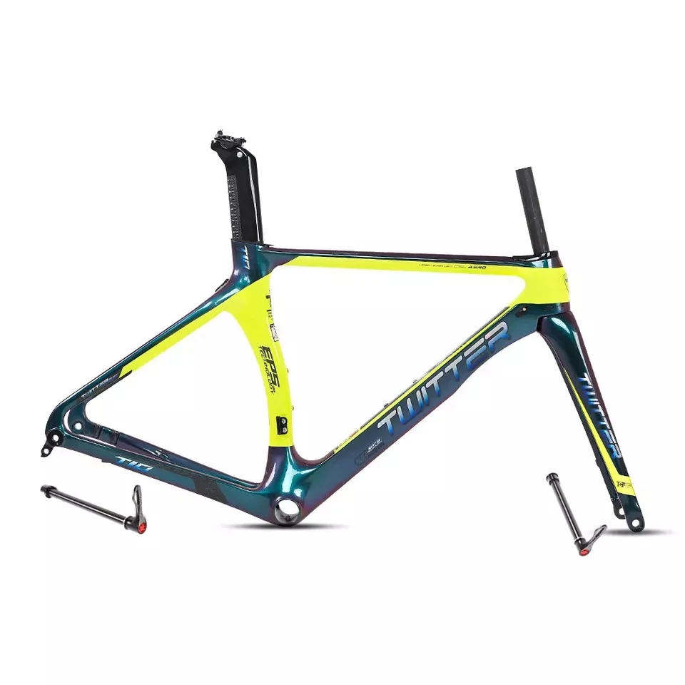 

Twitter T10pro Discolor Road Bike Frame Ultralight 700C T800 Carbon Frame V Brake Road Bicycle Frameset