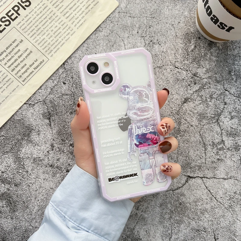 

Ins Fashion Brand Crystal Candy Daisy Bear Phone Case For iPhone 11 12 13 Pro Xs Max Xr 7 8 Puls Cute Shockproof Clear cover