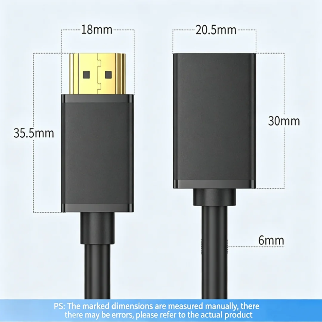Удлинительный кабель HDMI 4K (штекер-гнездо) из ПВХ, 1 м, 2 м, черный, для монитора, телевизора, проектора, игровой консоли, кабель Micro 0,3 м (art.: 3920db2e573b4) - 3920db2e573b4