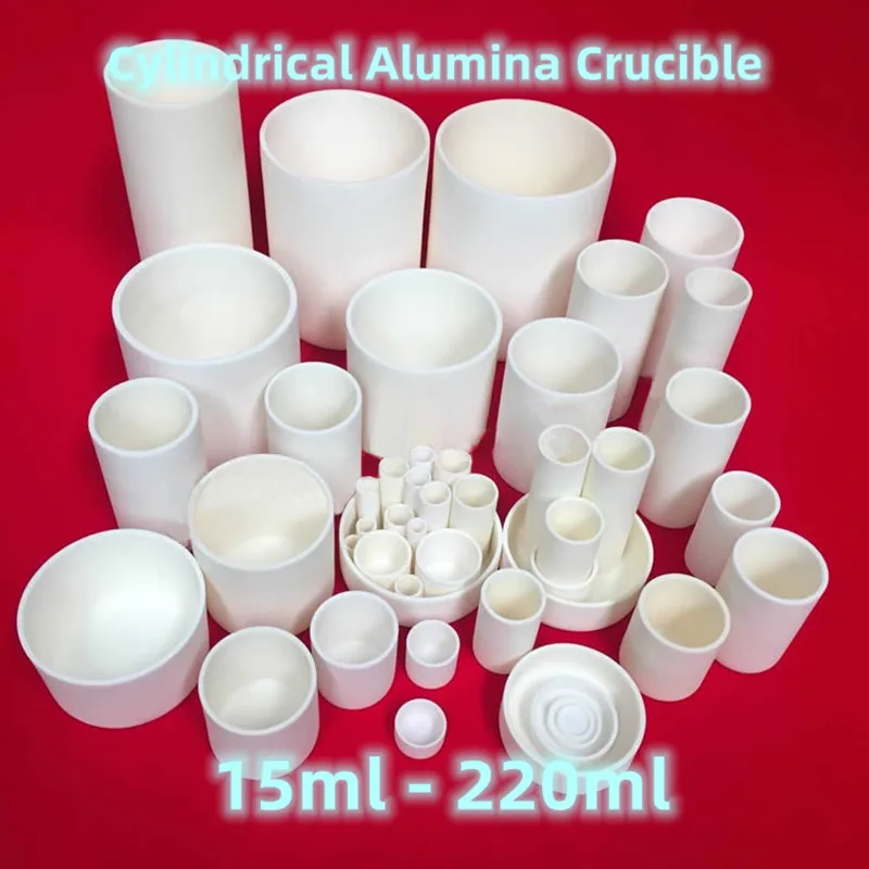 

Cylindrical Alumina Crucible 30ml - 180ml Alumina Ceramic Crucible Cylinder Shaped Al2O3 99% Purity Corundum Smelting Crucible