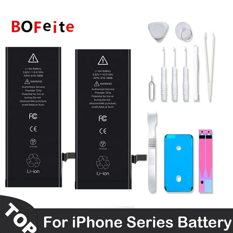 BoFeite Mobile Phone Battery For apple iphone 5 5s 6 7 8plus X XR XS 11 12 13 14 PRO MAX Bateria With Free Repair Tools Kit