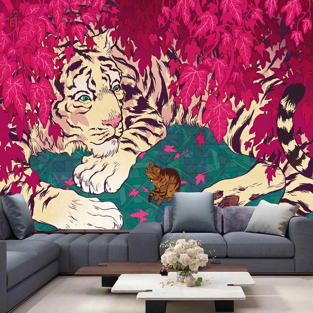 

Tiger Animal Poster Wall Art Mandala Tapestry Wall Hanging Painting Boho decor macrame hippie Witchcraft Decorative Banner Flag