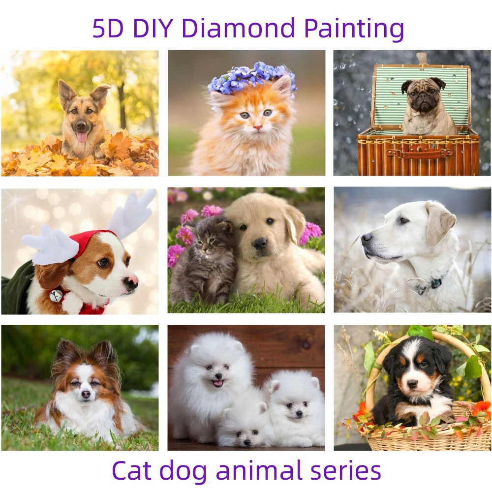 

Алмазная живопись, собака, кошка, 5D, сделай сам, вышивка, животные, мозаика, вышивка крестиком, пазлы для продажи, искусство, домашний декор, хобби, подарки