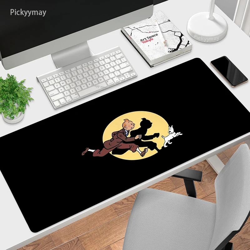 

The Adventures of Tintin XXL Rubber PC Mousepad Anime Gaming Mouse Pad Accessories Desk Keyboard Computer Laptop Mausepad 90x40