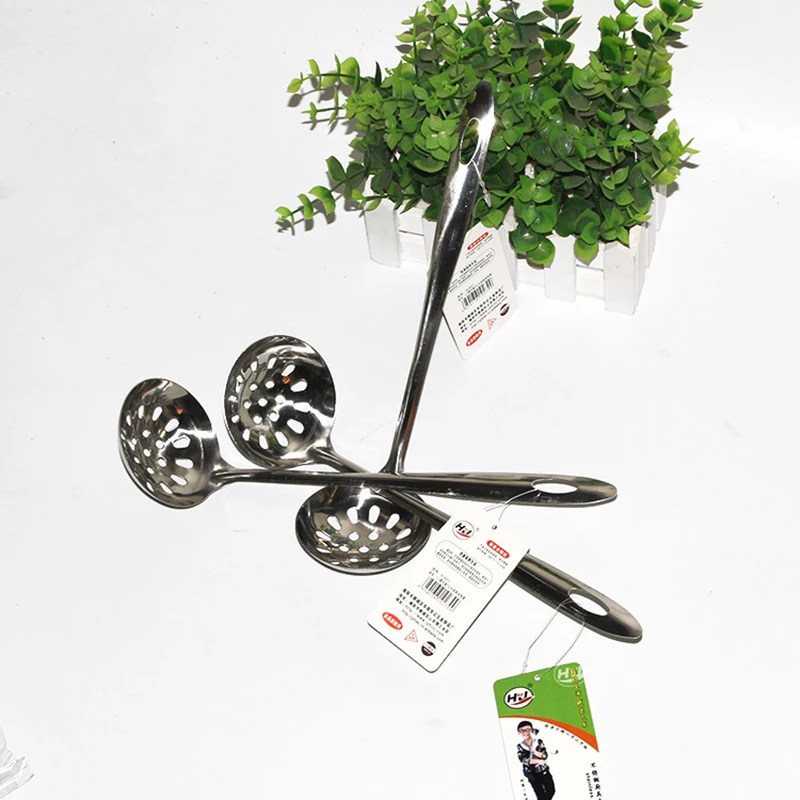 

Stainless Steel Pot and Spoon Cookware Hot Pot Colander Leak Flat Handle Pot and Spoon Kitchen Utensils Wholesale