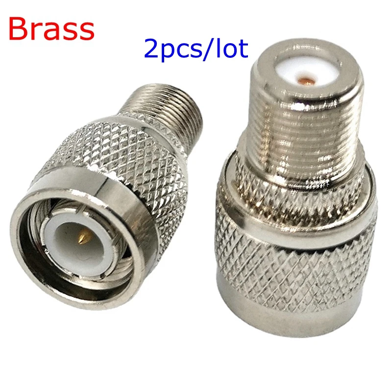 2pcs/lot TNC Male  To F Female Jack Straight Connector TNC Male Plug To F TV Female Imperial Coax Adapters Nickel Plated Brass