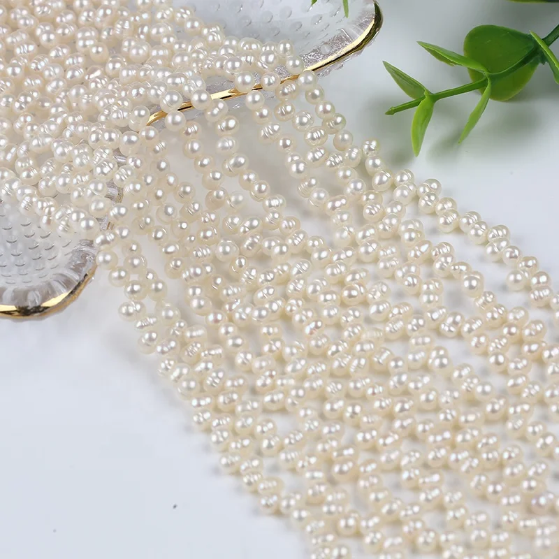 

3.5-4mm natural white color rice shape freshwater pearls bead top drilled hole string strand for women jewelry making