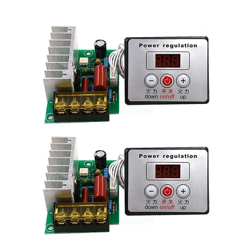 

2X 4000W AC SCR Voltage Regulator Dimmer Electric Motor Speed Temperature Controller For Water Heater Motors With Switch