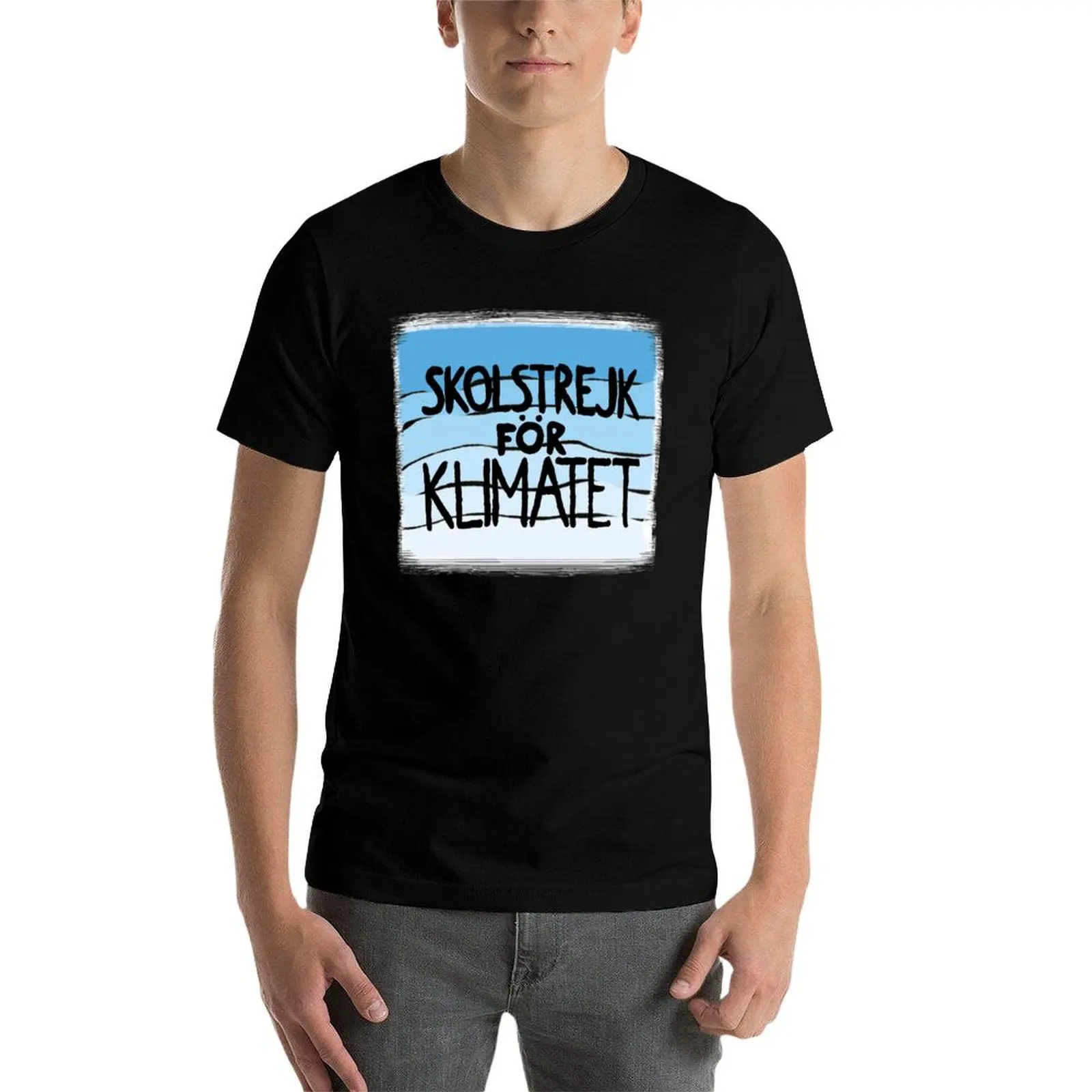 Фото Футболка Skolstrejk f?r Klimatet, мужская футболка с рисунком, футболка с изображением аниме, мужская футболка, хлопковая футболка высокого качества №4
