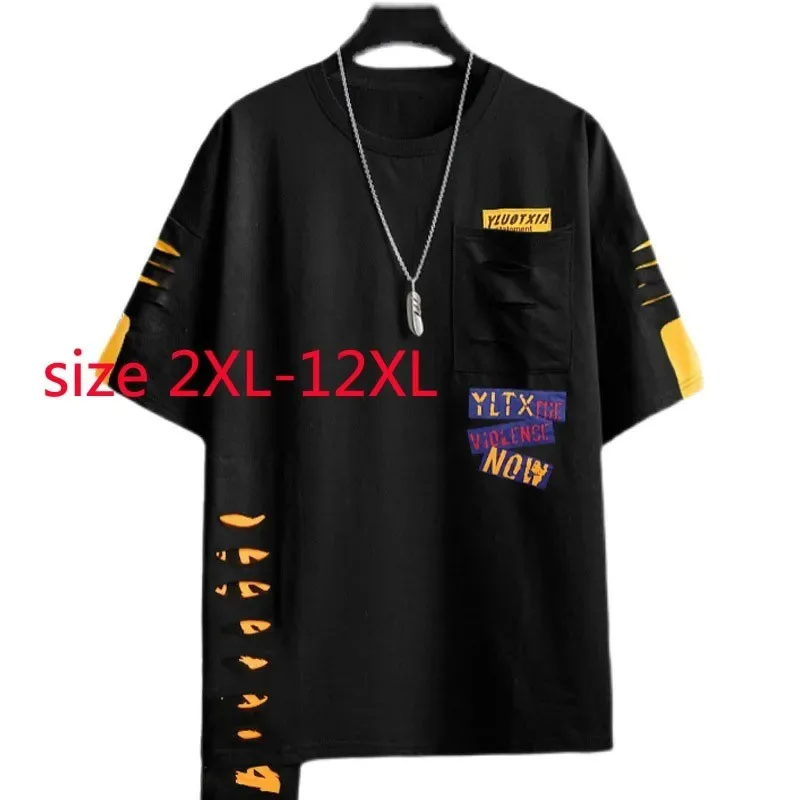 

New Arrival Fashion Super Large Short Sleeve Men Casual O-neck Print Knitted Summer Men T Shirt Plus Size 3XL-7XL8XL9XL10XL11XL