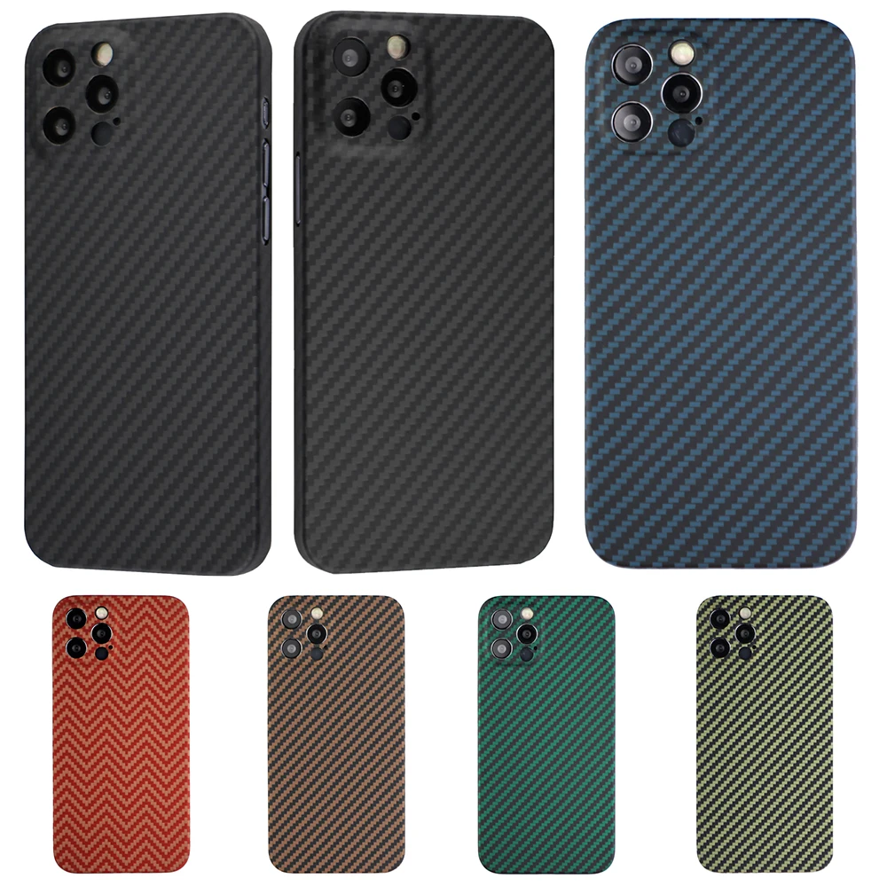 

Real Carbon Fiber Phone Case For iPhone 12 11 Pro Max Ultra Thin Anti-fall Aramid Fiber Hard Cover For iPhone XS MAX XR X Shell