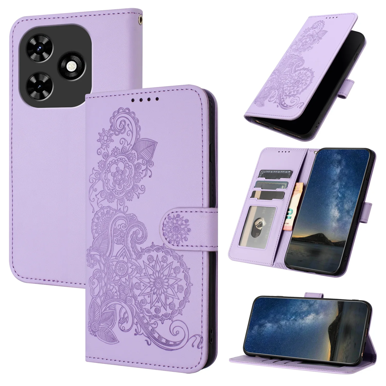 Фото Кожаный флип-чехол Sunflower для Nubia V80 Design Max V70 Vita V60, умный чехол-кошелек с ремешком на запястье, 3 слота для карт, Coque №1