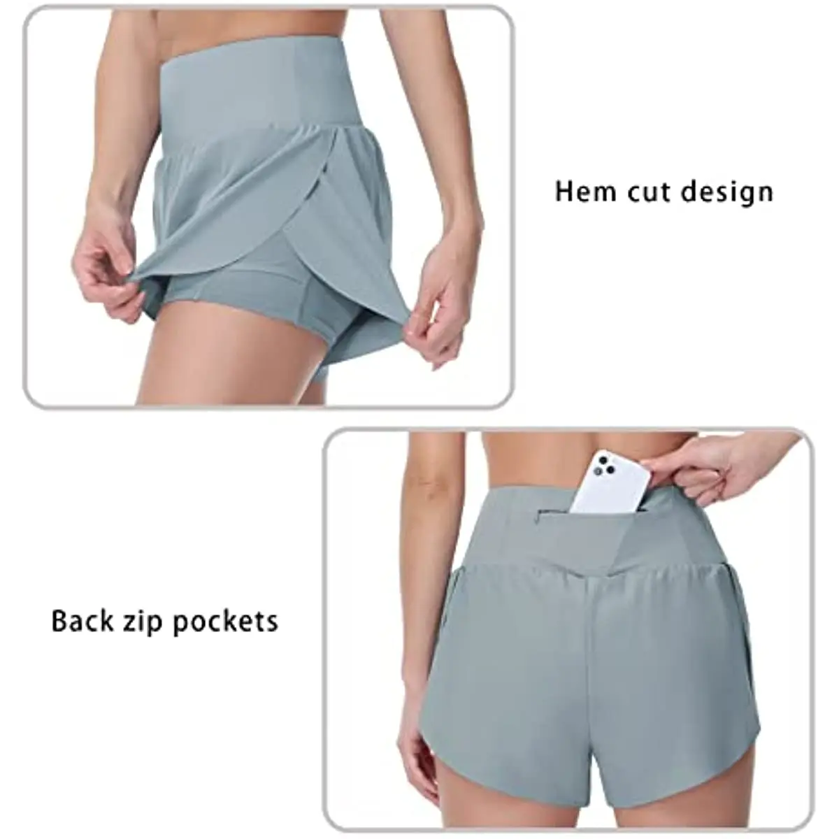 THE GYM PEOPLE Women’s Quick Dry Running Shorts Mesh Liner High Waisted Tennis Workout Shorts Zipper Pockets
