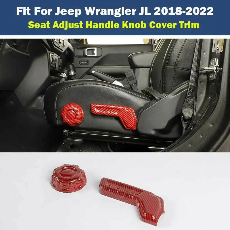 

For Jeep Wrangler JL 2018-22 Red Carbon Fiber Seat Adjust Handle Knob Cover Trim