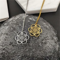 stainless steel jewelry flowers pendant necklace for women men personality fashion cross chain flowers necklace anniversary gift