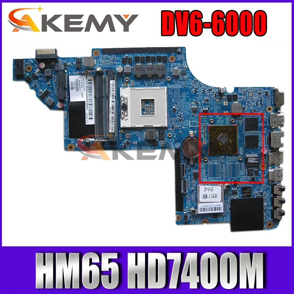 

Akemy 665348-001 For HP Pavilion DV6 DV6-6000 Laptop Motherboard HM65 DDR3 HD7400M Video card
