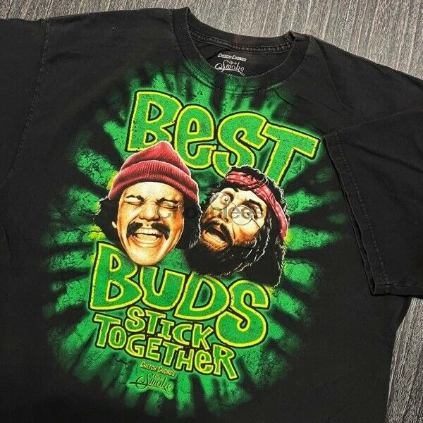 Футболка Cheech Chong для мужчин большие взрослые черные лучшие бутоны вверх в дымке