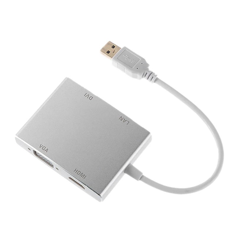 

Адаптер USB к HDMI-совместимый с VGA DVI + RJ45, USB 3,0 Full HD 1920X1080P, совместимый с Windows Mac OS Ubuntu Android