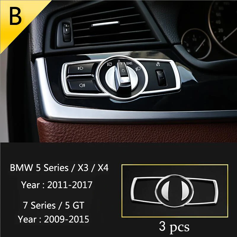 

Для BMW 5/7 серии X3 X4 F01 F07 F10 F25 F26 Стайлинг автомобиля Переключатель фар Крышка панели декоративная отделка молдинг Автомобильная наклейка