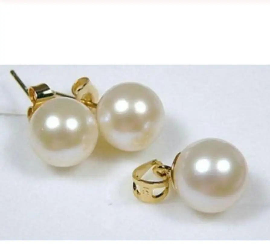 

elegant PERFECT CIRCLE 9-10 MM AAA WHITE AKOYA PEARLS EARRING&PENDANT 14K GOLD