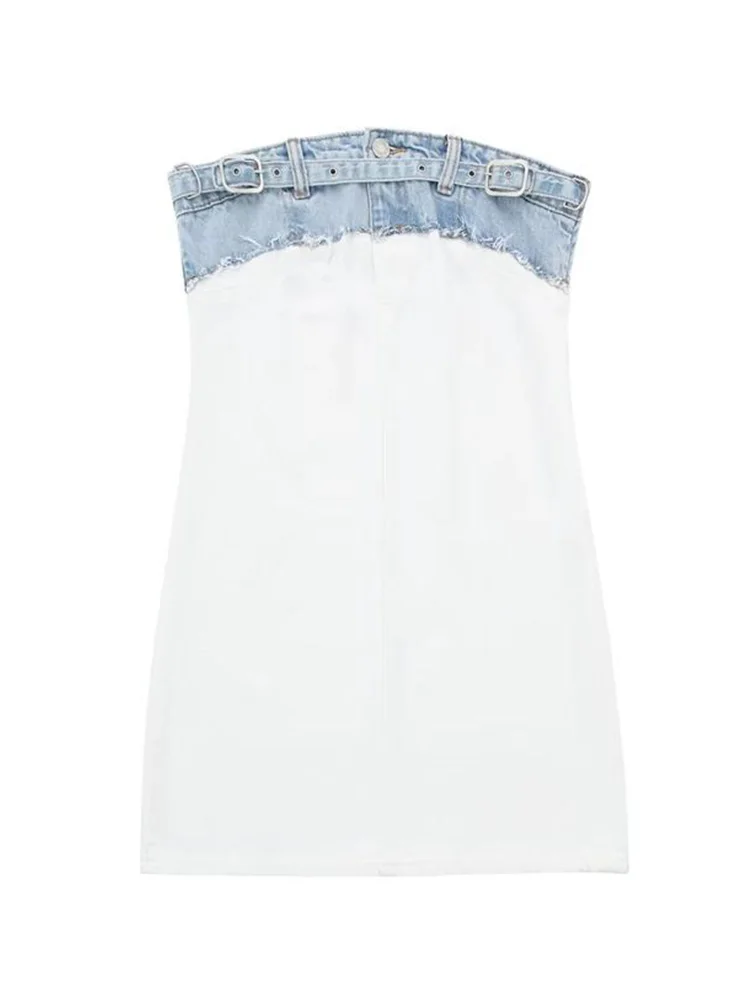 

Женское джинсовое платье на одно плечо, с открытой спиной