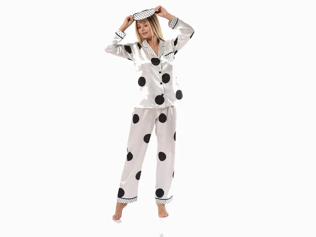 

Dot Pattern Satin Pajamas set 5623 White