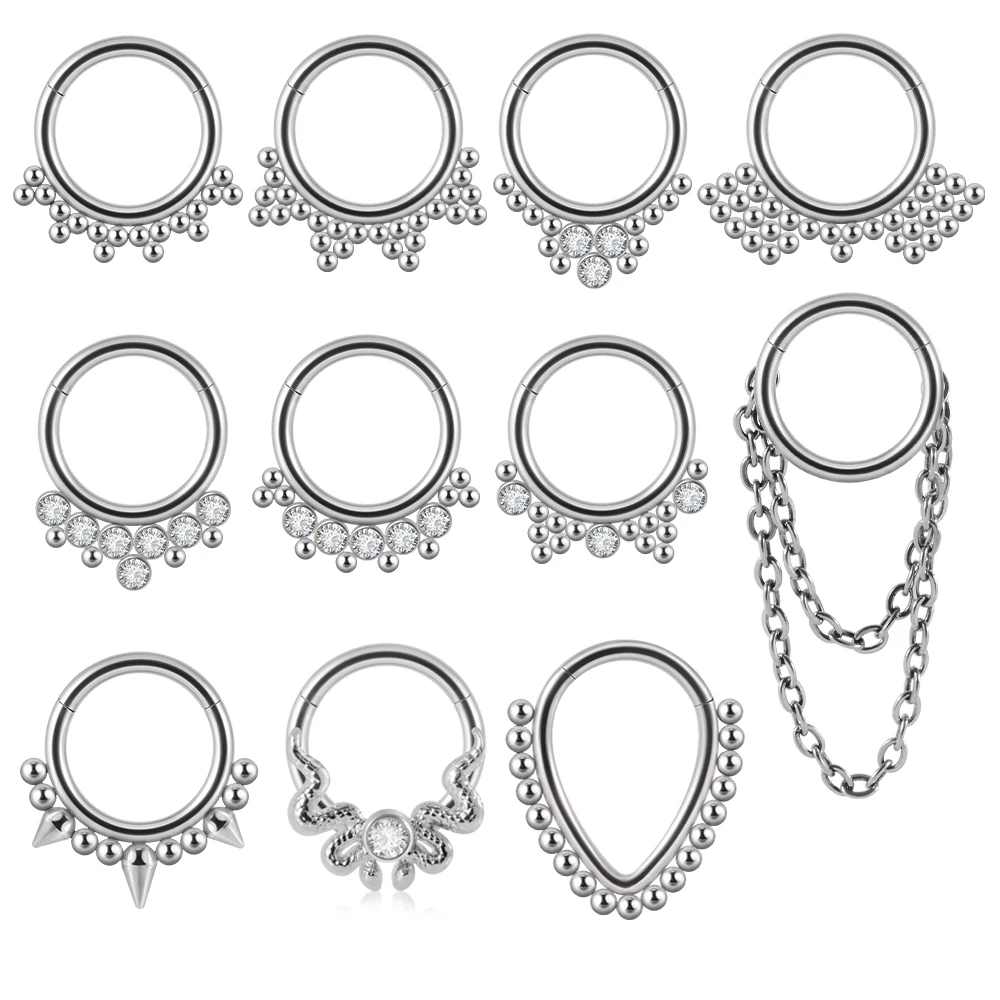 

1PC Steel Snake Septum Piercing Hinged Segment Ear Nose Ring Septum Clicker Cartilage Tragus Clicker Body Piercing Jewelry 16G