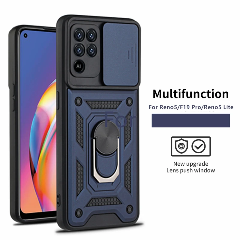 

Чехол для OPPO F17 F19 Pro, серебристый Автомобильный держатель для камеры, Магнитный чехол для Reno4 5 Lite 6 6Z, противоударный бронированный чехол-накл...