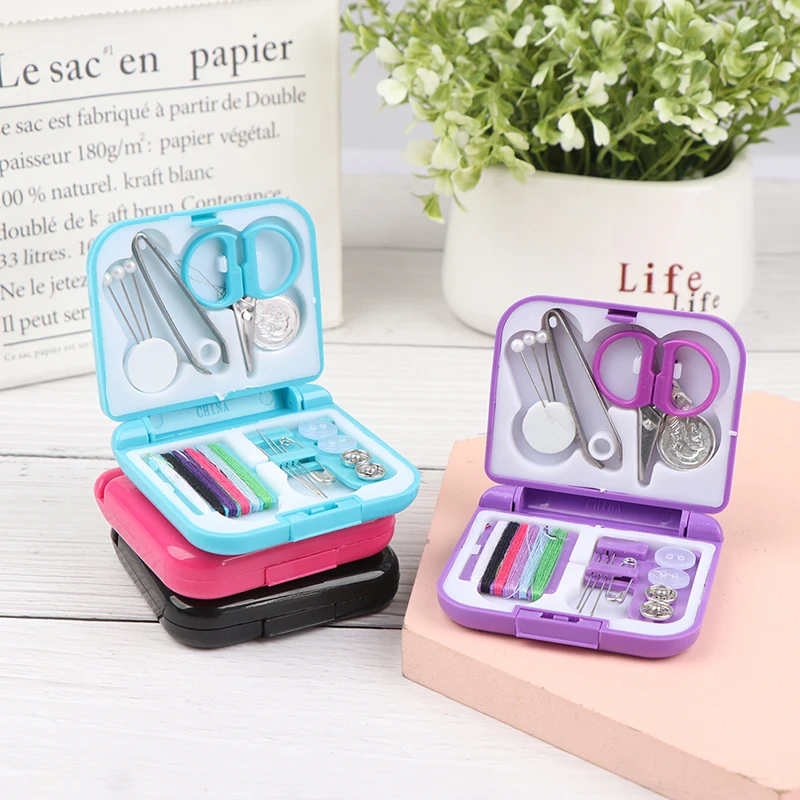 

Портативный швейный набор, мини швейная коробка, игла, наперсток для пуговиц, набор швейных инструментов
