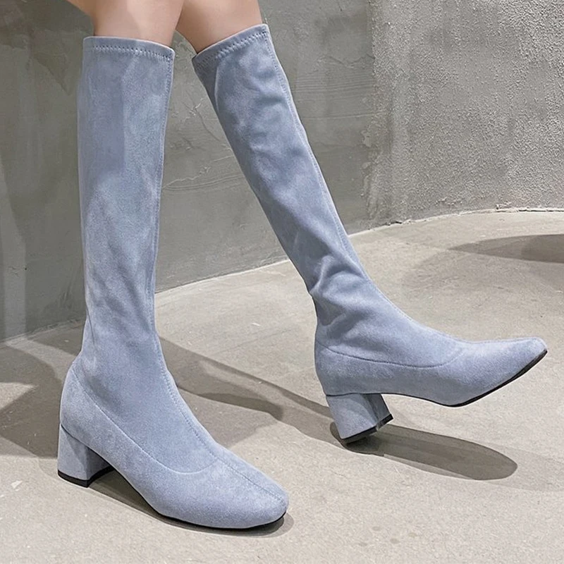 

Новинка 2022, женские остроносые сапоги на среднем каблуке, женские меховые сапоги, Осень-зима, пикантные женские Современные Сапоги Челси до ...